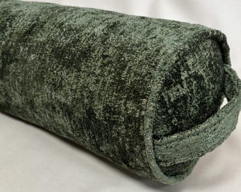 Draught excluder, made to measure, removeable washable cover, forest green color, approx. 14cm diameter.