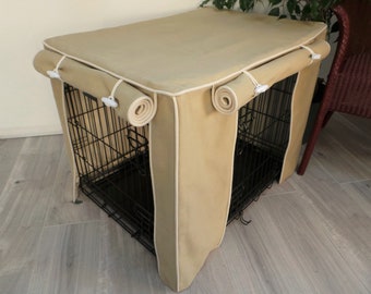 Dog Crate Cover light Olive coloured fabric fully lined washable S, M, L, XL, XXL