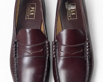 Florsheim FLS Penny Loafers Mens 11 D Burgundy Oxblood Leather Beefroll Slip On