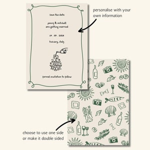 Hand Drawn Italian Save the Date - Digital Template | Save the Date Design | Printable Invitation | Wedding Template | Editable Invite