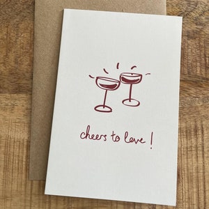 Cheers to Love, Cartão desenhado à mão, Casamento, Noivado, Aniversário
