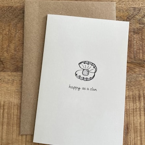 Feliz Clam, Cartão Desenhado à Mão, Feliz por Você, Aniversário, Parabéns, Rabisco