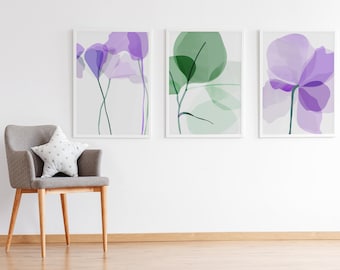 Purple & Green Floral Watercolor Printable Wall Art up to 24" X 36"