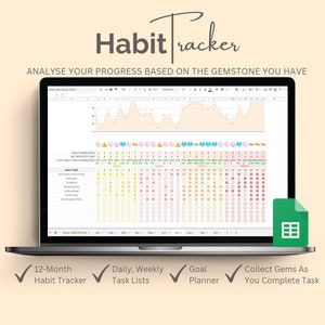 Habit Tracker Spreadsheet, Weekly Monthly Daily Habit Tracker, Google Sheets Template, Goal Tracker, Goal Planner, To Do List