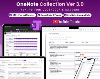 Ultimate OneNote Planner Bundle | 2026, 2027 & Undated | Hyperlinked Daily Wellbeing Journal | Self Care and Goal Tracker Template