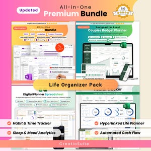 Paquete Premium Todo en Uno para uso profesional y personal / Plantillas de OneNote / Planificador de presupuesto / Seguimiento de tareas / Seguimiento de salud / Seguimiento de hábitos