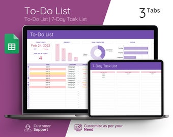 To Do List Google Sheets, 7 Day Planner, Digital Task Tracker, Daily Checklist, Digital Template, iPad Planner