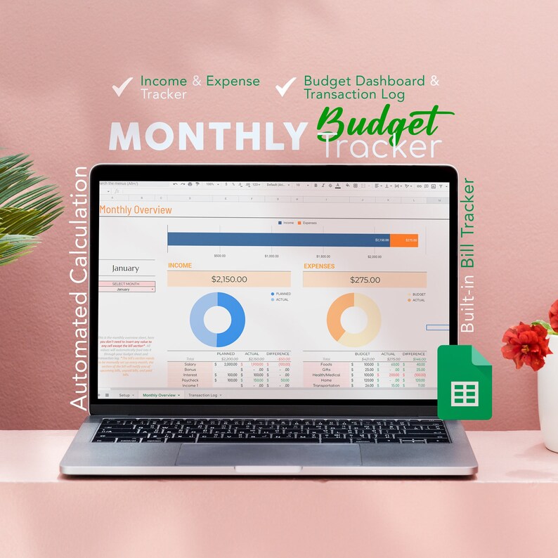 Monthly Budget Spreadsheet Google Sheets Budget Planner Expense Tracker