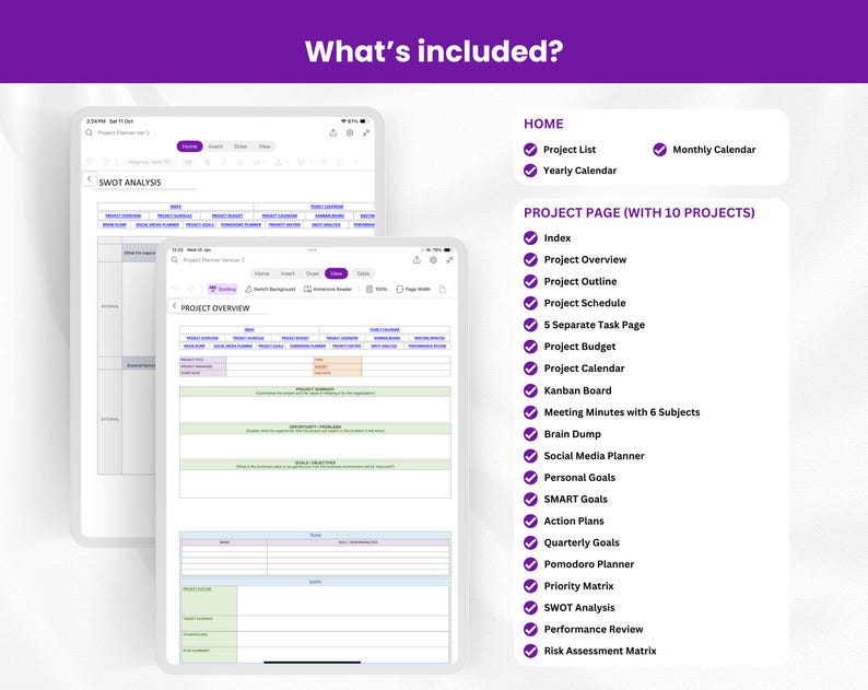 project schedule, project overview, project scope