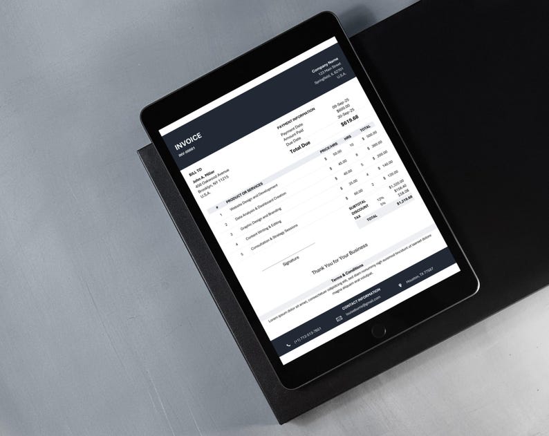 Includes invoices for service based or freelancer, can be used in both printable and PDF format to share it digitally to the client.