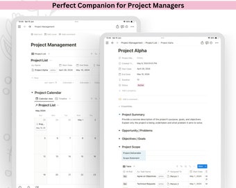 Project Management Template - Notion Template, Gantt Chart, Project Calendar, Meeting Notes, Kanban Board, Communication Plan