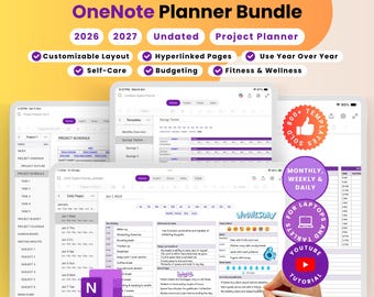 All-in-One Digital Planner Bundle for OneNote | 2026, 2027, Undated Life Planner | Self-Care | Project Management Template | iPad Planner