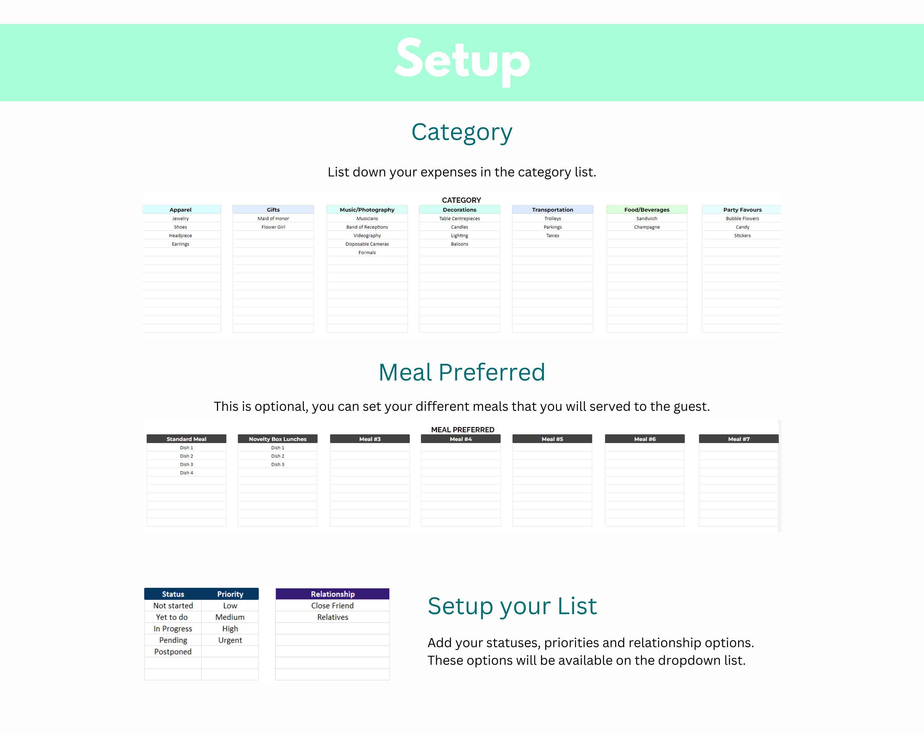 Event planner excel template party planner template event management