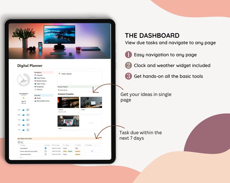Notion Digital Planner, Simple Digital Planner, Notion and