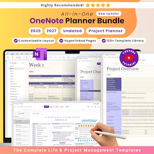 All-in-One Digital Planner Bundle for OneNote | 2026, 2027, Undated Life Planner | Self-Care | Project Management Template | iPad Planner