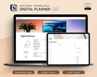 Notion Digital Planner, Simple Digital Planner, Notion Income and Expense Tracker, Habit Tracker, Notion Dashboard