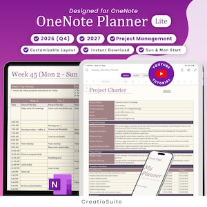 OneNote Planner Lite für Profis: Projektmanagement, ADHS-freundlicher Monats- und Wochenplaner