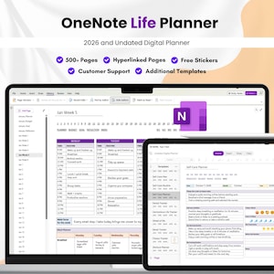 OneNote Digital Planner 2026 e senza data / Modelli di progetto / Giornaliero / Settimanale / Mensile