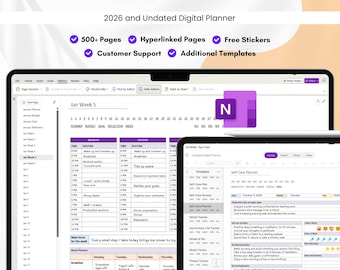 OneNote Digital Planner 2026 and Undated | Project Templates | Daily / Weekly / Monthly