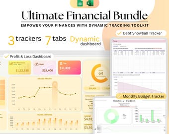 Profit and Loss Spreadsheet | Income and Expense Tracker | Monthly Budget Tacker | Easy Bookkeeping | Excel Template | Debt Tracker