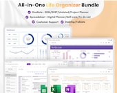 All-in-one Life Organizer Bundle for Professional and Personal | OneNote Templates | Spreadsheet Planner | Task Tracker | Excel