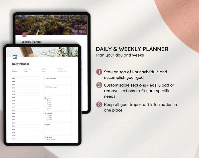 Notion Digital Planner, Simple Digital Planner, Notion and