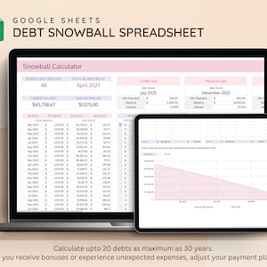 Debt Snowball Google Sheets, Debt Payoff Tracker Spreadsheet, Debt Snowball Calculator, Debt Tracker, Loan Tracker