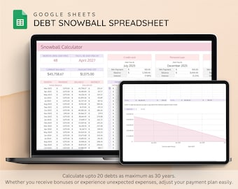 Debt Snowball Google Sheets, Debt Payoff Tracker Spreadsheet, Debt Snowball Calculator, Debt Tracker, Loan Tracker