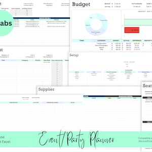 Event Planner Excel Template, Party Planner Template, Event Management, Wedding Planner, Event Organizer Spreadsheet