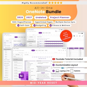 All-in-One Digital Planner Bundle for OneNote | 2026, 2027, Undated Life Planner | Self-Care | Project Management Template | iPad Planner