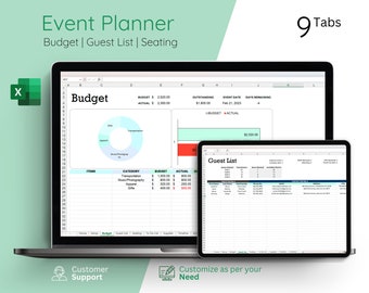 Event Planner Excel Template, Party Planner Template, Event Management, Wedding Planner, Event Organizer Spreadsheet