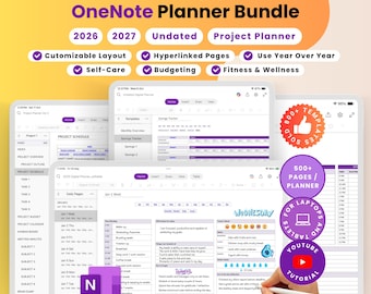 Alles-in-één digitale plannerbundel voor OneNote | Levensplanner voor 2026, 2027, zonder datum | Zelfzorg | Sjabloon voor projectmanagement | iPad-planner