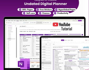 OneNote Digital Planner: Undated | Self-Care | Productivity | Daily, Weekly, Monthly Planner