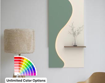 Minimalist LED Wall Art, Modern Wooden Light Panel, Ambient Wall Decor, Geometric Wall Hanging, Handmade LED Wood Art, Unique Lighted Art