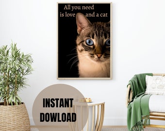 Animal Wall Art - Cat Art Print pdf - Cat Prints - Cat Gifts - Cat Wall Art - Cat Wall Art - Cat Art Print - 8 x 10 inch