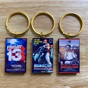 Miniature VHS Movie Keyring | ANY Movie You Want | Novelty Retro Film Gift | Secret Santa | Birthday Party Bags | Deluxe Gold Keychains