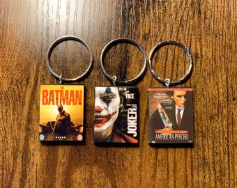 Porte-clés de film DVD miniature | TOUT film que vous aimez | Porte-clés cadeau fantaisie | Père Noël secret | Sacs de fête d’anniversaire | Porte-clés Charme