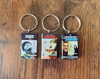 Miniature VHS Movie Keyring | ANY Movie You Like | Novelty 80s Film Gift Keychain | Secret Santa | Birthday Party Bags | Charms