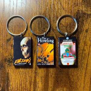 Miniature VHS Movie Keyring | ANY Movie You Like | Novelty 80s Horror Film Gift Keychain | Secret Santa | Birthday Party Bags | Charm