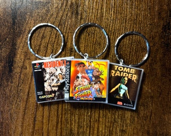 Miniature Retro PS1 Game Keyring | ANY Game You Like | Retro Gamers Keyrings | Gamers Keyrings | Birthday Party Bags | Stocking Fillers Toys