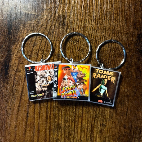 Miniature Retro PS1 Game Keyring | ANY Game You Like | Retro Gamers Keyrings | Gamers Keyrings | Birthday Party Bags | Stocking Fillers Toys