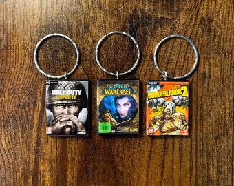 Miniature PC Game Keyring | ANY Game You Like | Fun Keyrings | Gamer Keyrings | Birthday Party Bags | Stocking Fillers Keychain Toys