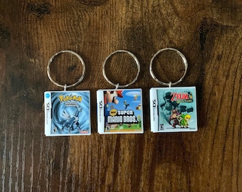 Miniature Nintendo DS Game Keyring | ANY Game You Like | Fun Keyrings | Gamer Keyring | Birthday Party Bags | Stocking Fillers Keychain Toys