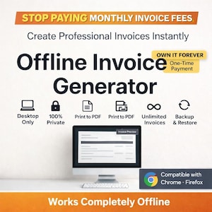 **Offline-Invoice-Generator - Nur für Desktop & Laptop | Einmaliger KaufInvoice Maker | Kein Abo