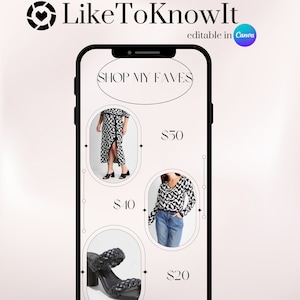 LikeToKnowIt Canva Vorlagen, Blogger Influencer bearbeitbare Collagen, Social Media Marketing redaktionelle Vorlage, anpassbarer Produktverkauf