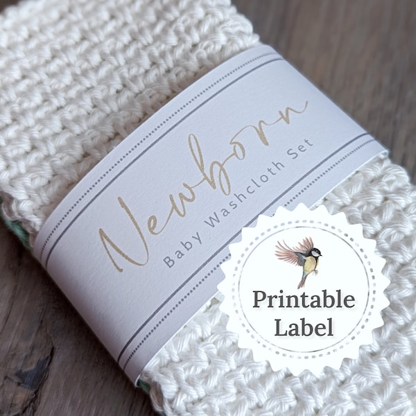 Baby Washcloth Labels - Digital Download - Printable - Crochet - Knit - DIY