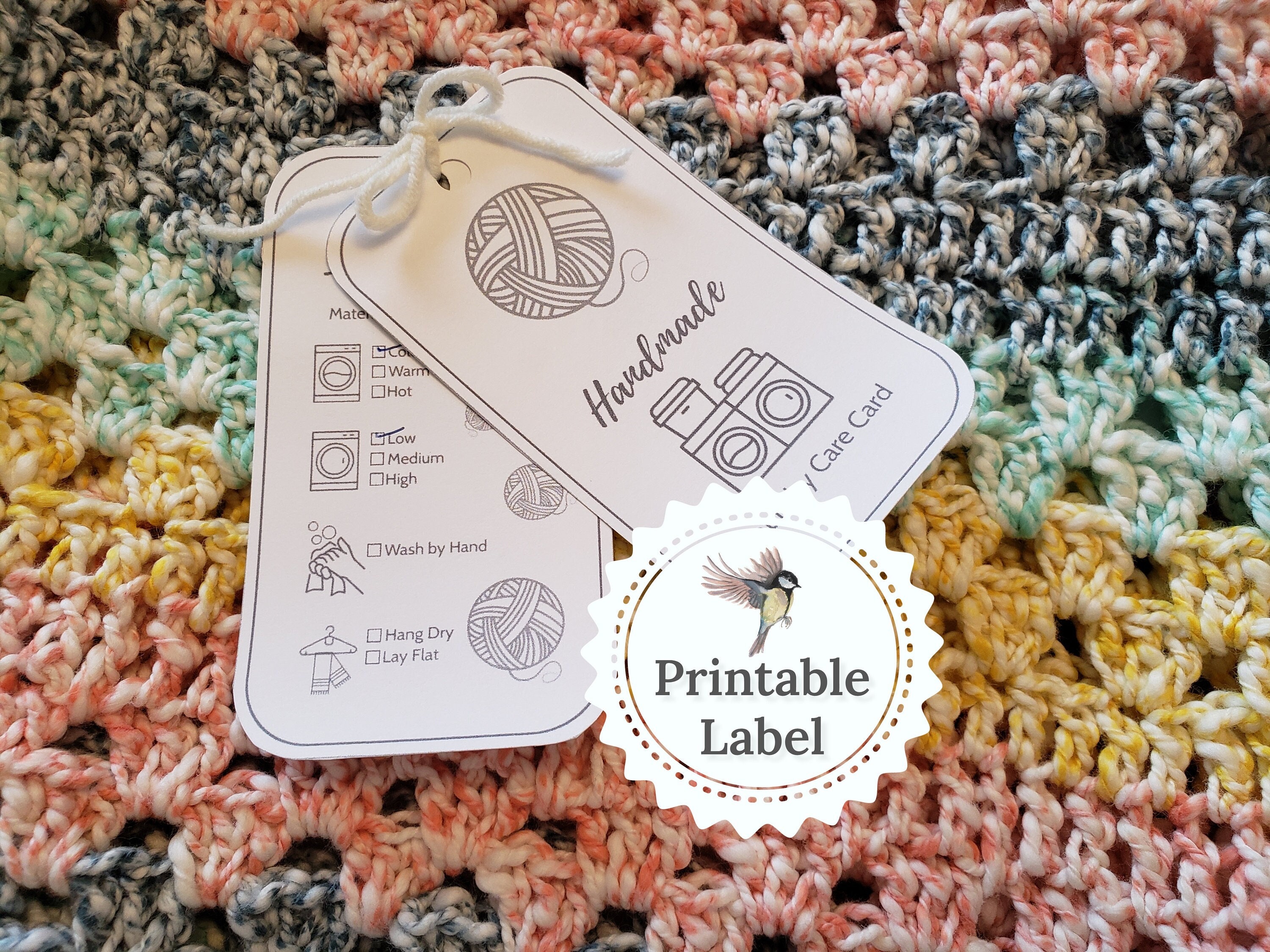 Care Labels for Handmade Items, Tags for Packaging Handmade Items