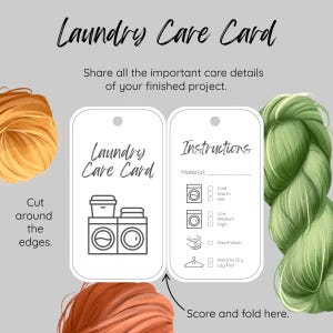 Laundry Care Cards for Handmade Crochet, Knitting, Quilting