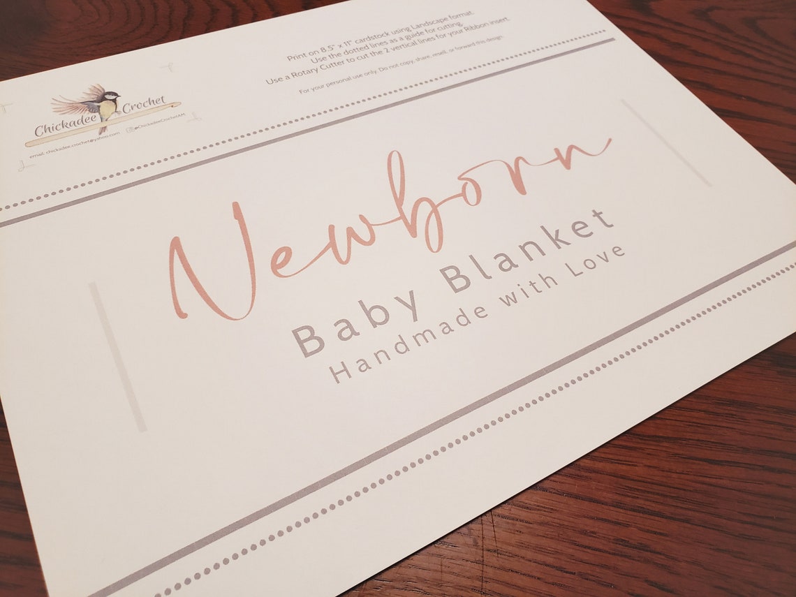 Newborn Baby Blanket Label Printable Digital Download Crochet Knit