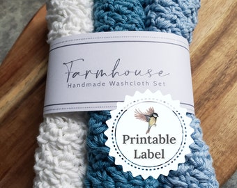 Farmhouse Washcloth Labels - Printable - Digital Download - Crochet - Knit - DIY